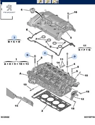 SİLİNDİR KAPAK SAPLAMASI 3008-RCZ-207-208-50 resmi