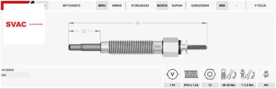 ISITMA BUJİSİ  H-1-H-100 Y.M-STAREX  2.5 D/TD/11V/ resmi