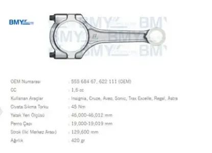 PİSTON KOLU    ASTRA H/J-INSIGNIA A-MOKKA-CRUZE-AVEO  1.6  A16LET/A16XER resmi