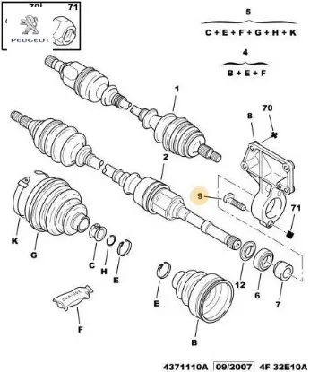 AKS CİVATASI 206-307-406-PARTNER resmi