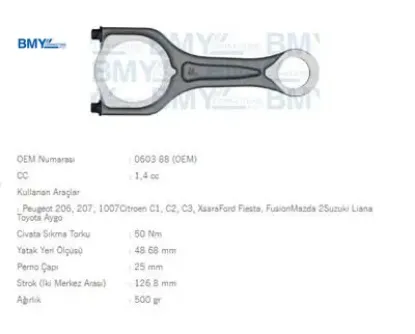 PİSTON KOLU 206-307-BIPPER-FIESTA-FUSION 1.4HDI resmi