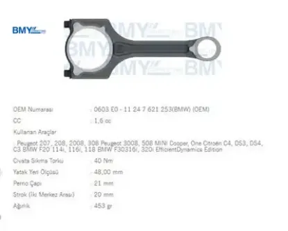 PİSTON KOLU 208-2008-308-3008-508-MINI-C4-DS4  EP6 resmi