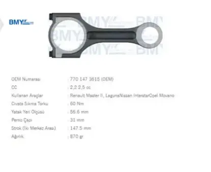 PİSTON KOLU  MASTER II-MOVANO-LAGUNA 2.2/2.5 /G9U resmi