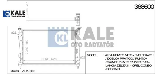 RADYATÖR SU   PUNTO-BRAVO-CORSA D 1.3JTD  Z13DTH/A13DTC/A13DTE  07-> resmi